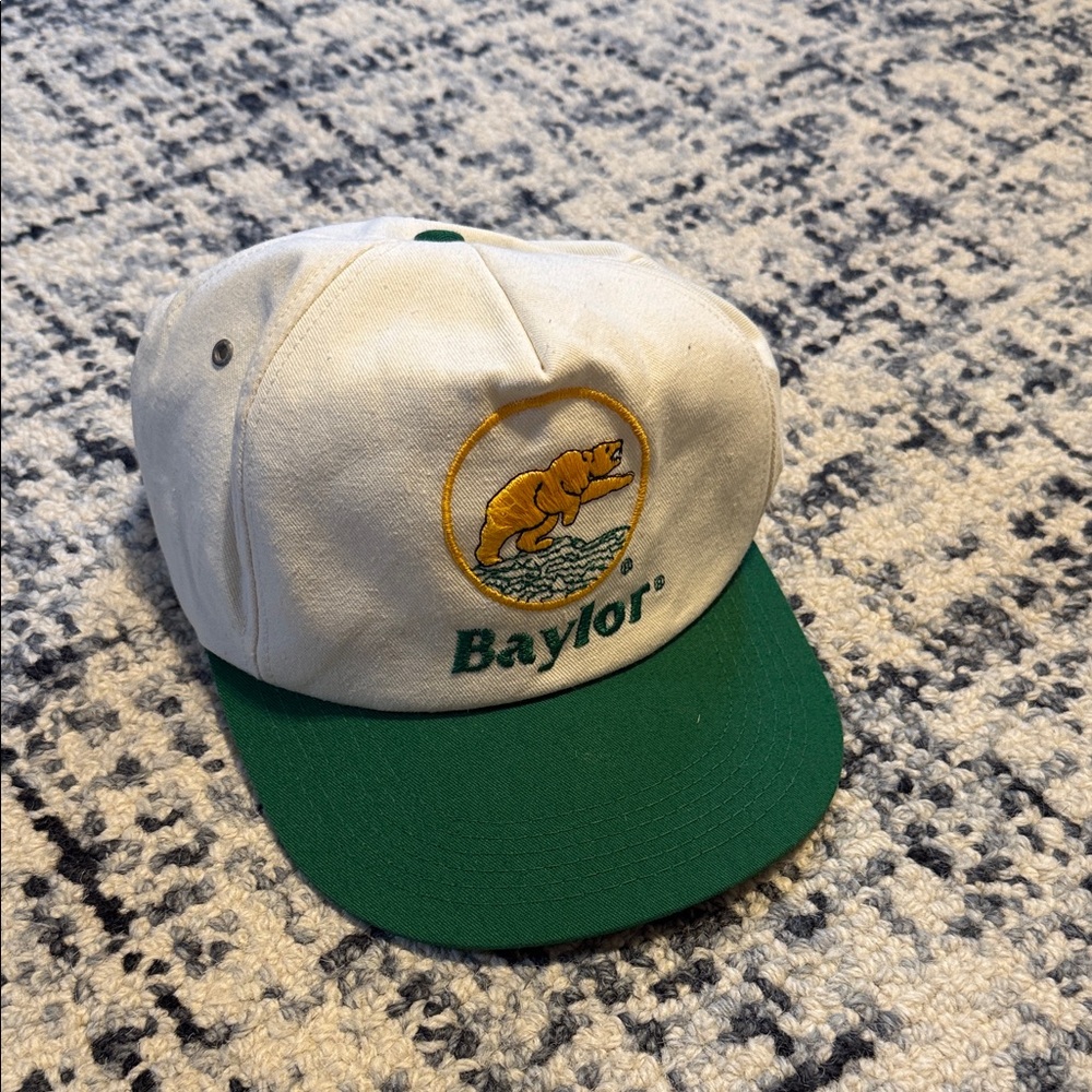 Vintage Baylor University White and Green Cap